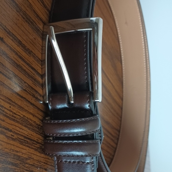 Genuine Leather Dark Brown Belt Mens Size XXL Silver Buckle - Picture 4 of 9